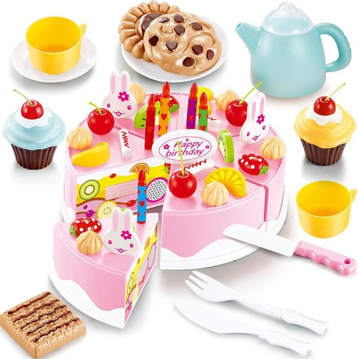 54pcs De Bricolage Decoupe Jouet De Gateau D Anniversaire Simulation Toy Set Jouet Jouant Au Jeu De Maison Cdiscount Jeux Jouets
