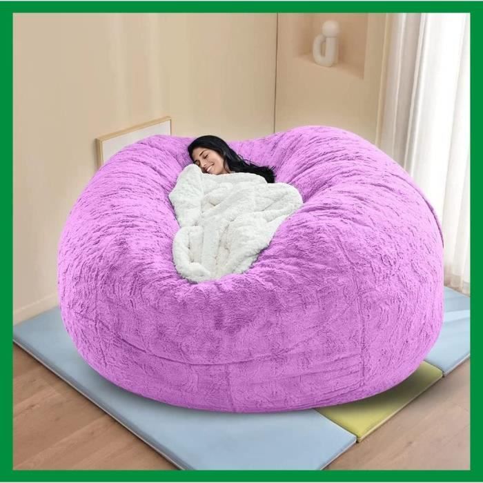 Pouf Poire Highdi 70x80cm Gris Violet - Siège Détente Et Rangement Pour Enfants/Adultes - Intérieur/Extérieur