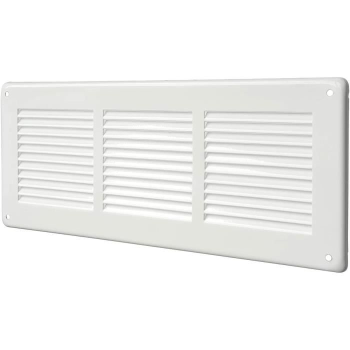 Lüftungsgitter GL30RB Weiß, 340x140 Mm, Mit Insektenschutz – Für Wandmontage, Weißblech