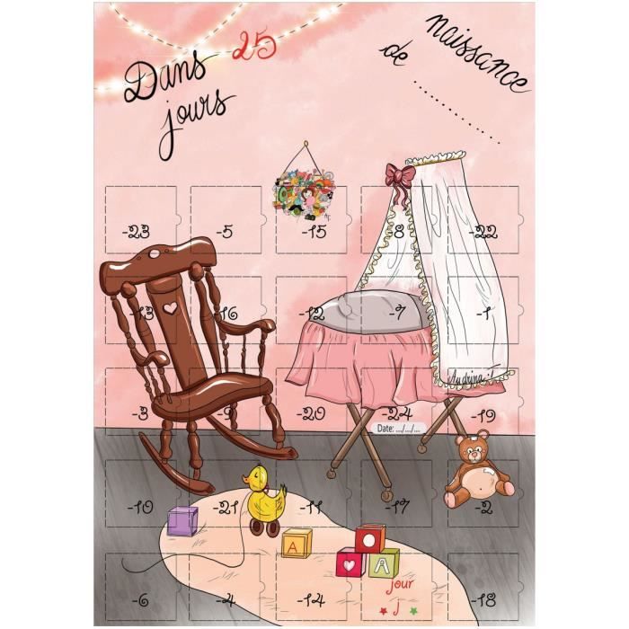 Calendrier Cadeau Naissance Garcon Ou Fille Compte A Rebours 25 Jours Grossesse Cdiscount Jeux Jouets