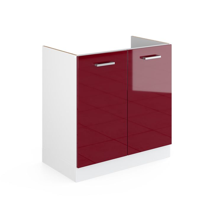 Meuble bas sous-évier R-Line 80cm sans PT Rouge brillant/Blanc Vicco 30477
