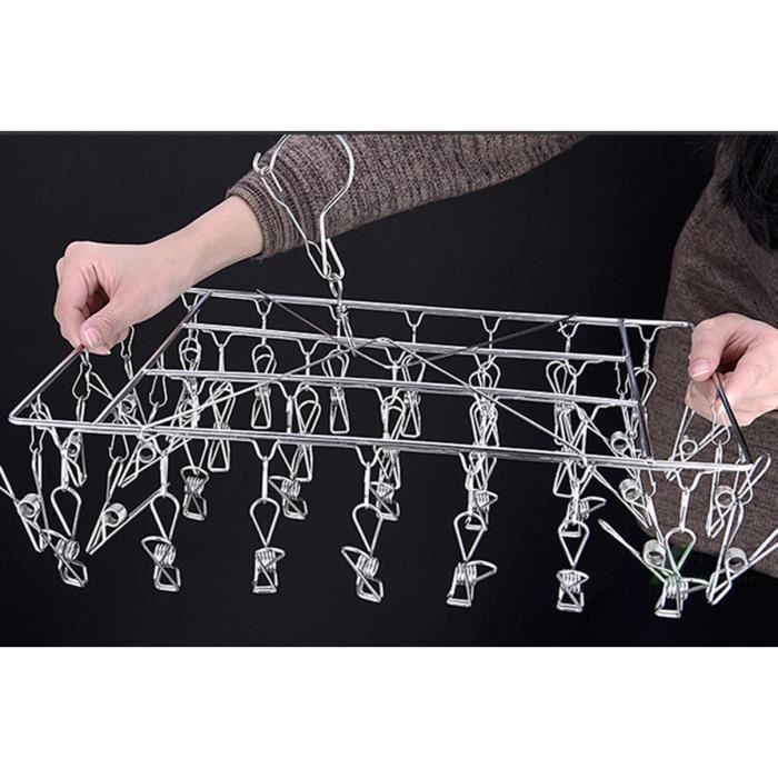 Lot de 16 pinces /à linge en acier inoxydable non magn/étiques pour linge de cuisine s/échage clips photo pour bureau jardin