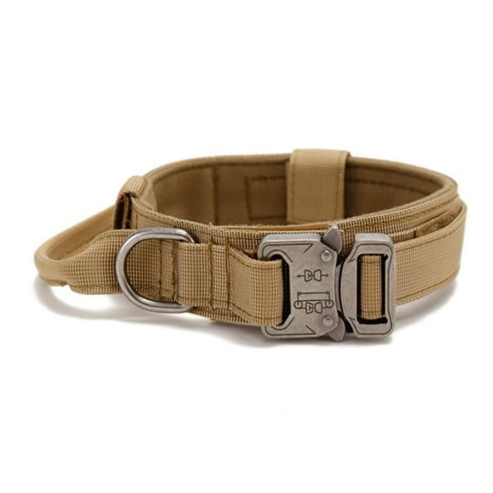 Comparer les prix de Collier tactique pour chien réglable en nylon durable - Marron (M:38-47cm)