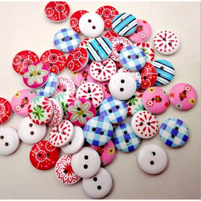 100X mélangé 2 trous boutons vêtements couture bricolage Craft 10mm