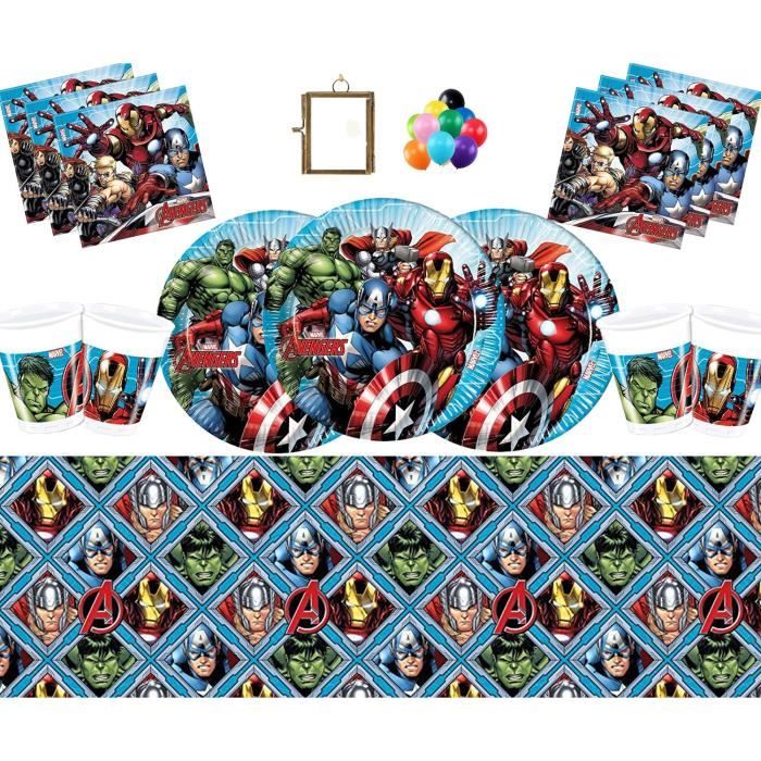 Vaisselle Marvel Avengers Assemblez Vaisselle Assiettes Assiettes Tasses Serviettes Nappe Ballons Gratuits Cadre En Lait 997 Cdiscount Maison