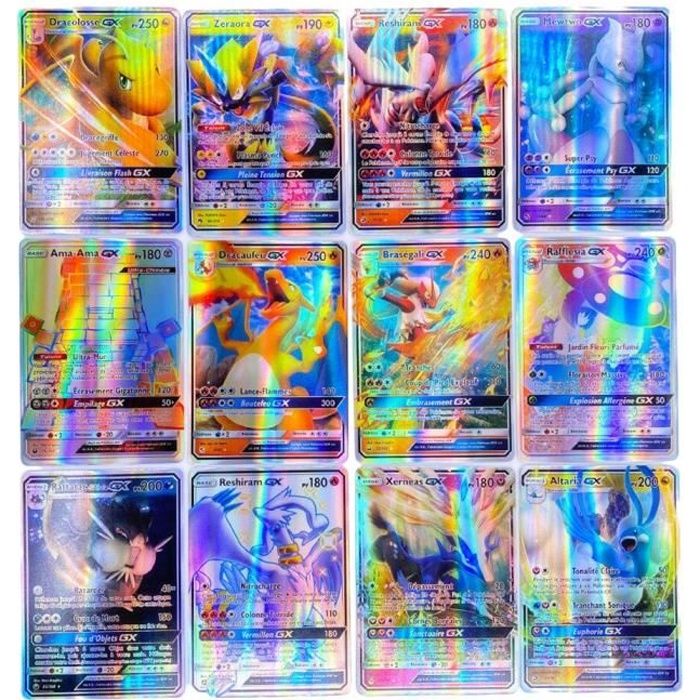 Lot 100 Cartes Pokemon GX Brillante Fran?�aise Rare Sans Double Neuve jouet collection amateur 