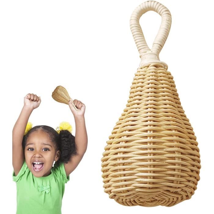 Hochets en bois bébé - Lot de 4 pièces - Sensoriels Montessori - Instruments Orff - Forme de préhension naturelle - Puériculture & Eveil bébé