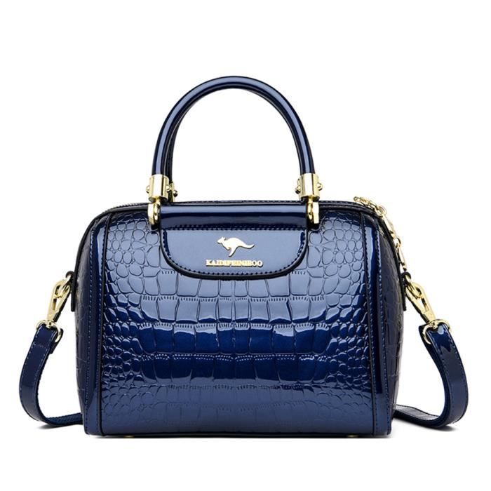 LA MADRAGUE VERSION L SAC FEMME MARGENE CUIR A BANDOULIERE BLEU ATLANTICO -  Margène Maroquinerie