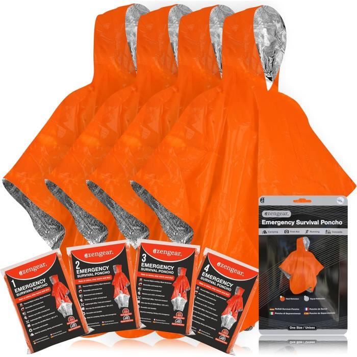 SQAQS 4 Poncho De Survie D'urgence, Survie Thermiques En Mylar