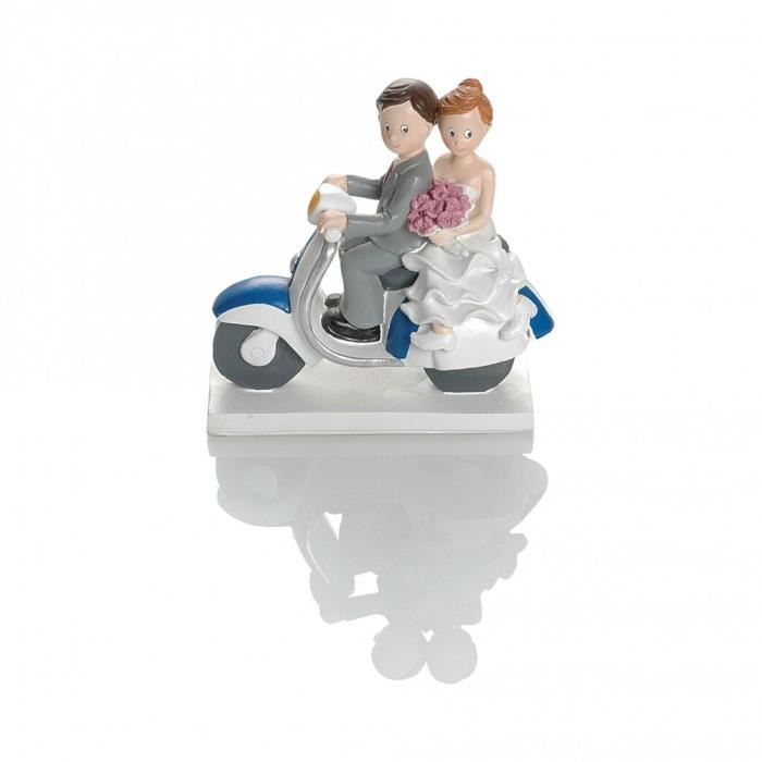 Figurine de mariage moto scooter Booster M/W/15 gris/bleu 15 x 14
