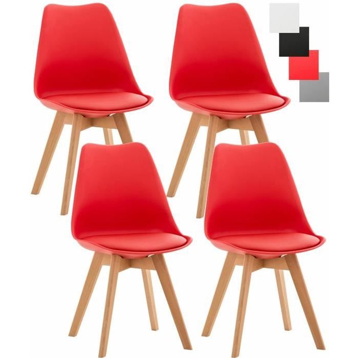 Chaises de Cuisine Linares - CLP - Lot de 4 - Surface en Plastique - Revêtement en Similicuir - Rouge Chaises de Cuisine Linares - CLP - Lot de 4 - Surface en Plastique - Revêtement en Similicuir - Rouge