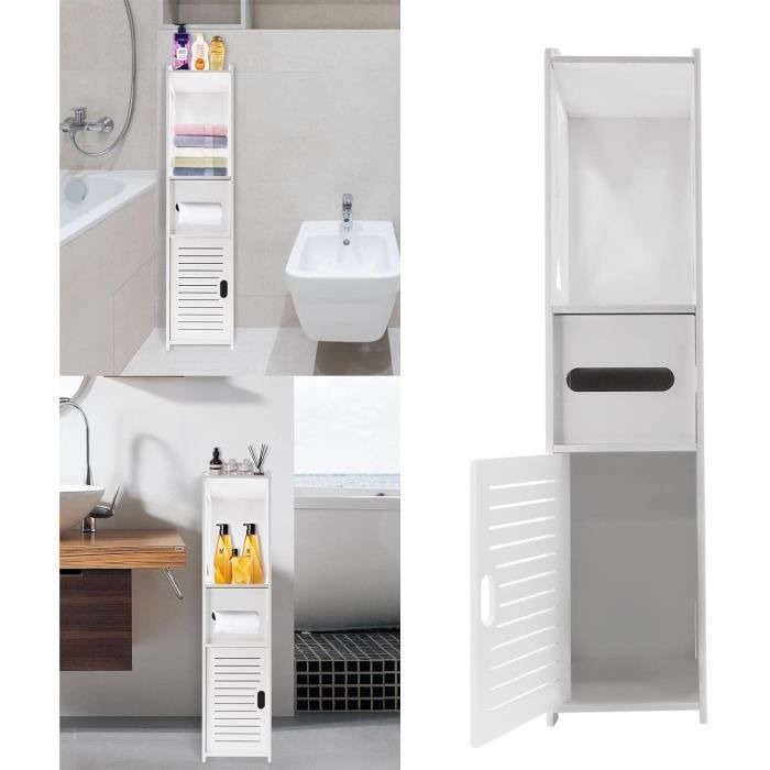 Meuble de Salle de Bain à 4 Niveaux Armoire à Mouchoirs en Papier Autoportante Étagère de Rangement pour Cuisine 80X18X20cm