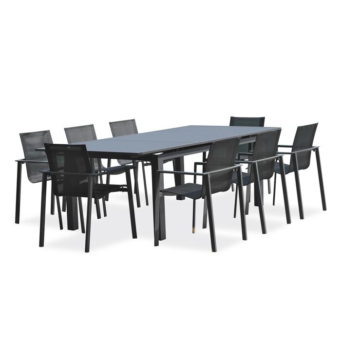 Ensemble repas de jardin 8 places en aluminium - Gris anthracite - ALU-MIAMI Ensemble repas de jardin 8 places en aluminium - Gris anthracite - ALU-MIAMI