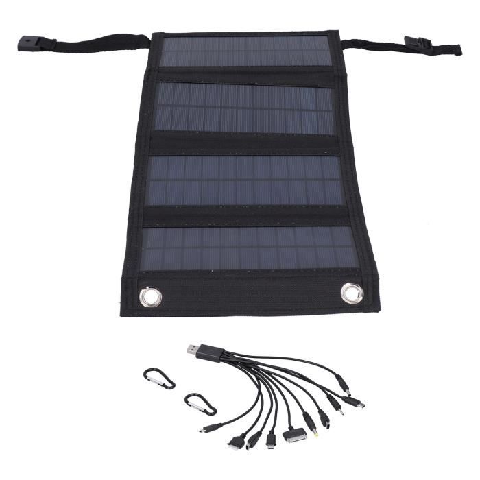 Panneau Solaire 10W Avec Support | Chargeur Micro USB Pour Caméra Surveillance | Noir
