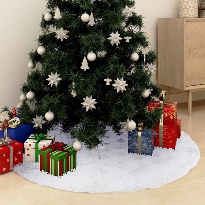 Jupe Pour Sapin De Noël 90 Cm - Tissu Polaire Doux - Velcro Ajustable - Décoration Fête Hiver
