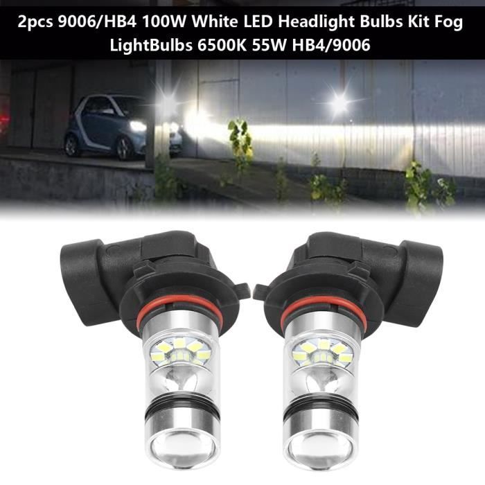 2 pièces 9006 - HB4 100W blanc LED haute luminosité phare ampoules Kit antibrouillard voiture conduite lampe