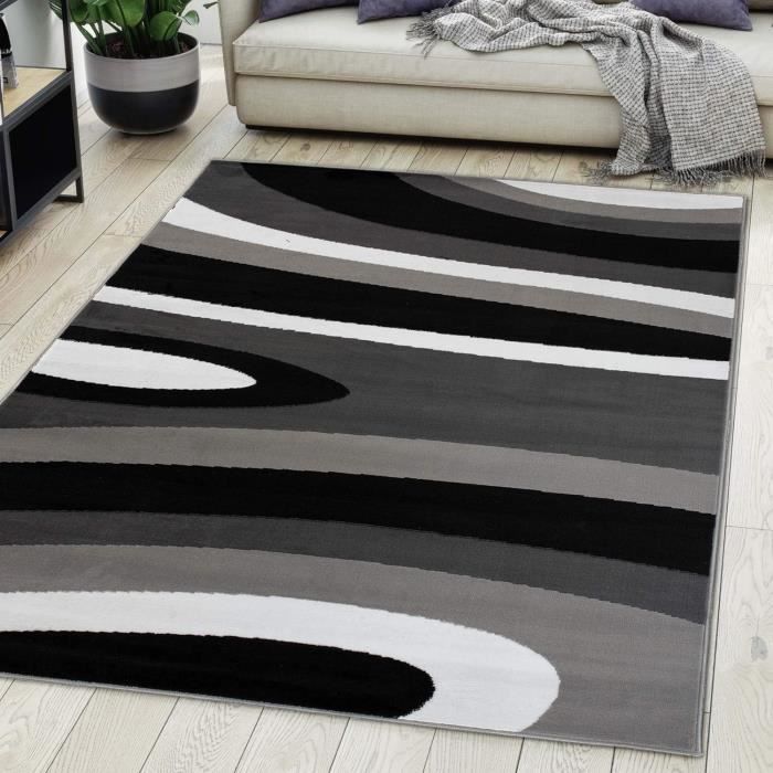 Tapis gris doux forme ondulée moderne Größe - 160 x 220 cm Tapis gris doux forme ondulée moderne Größe - 160 x 220 cm