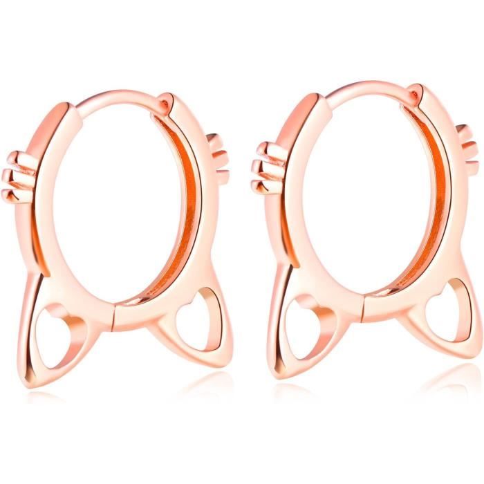 Boucles D'oreilles Créoles Chat Assis En Argent - Marque Stretch It, Neuf Avec étiquettes, Pour Lobe D'oreille