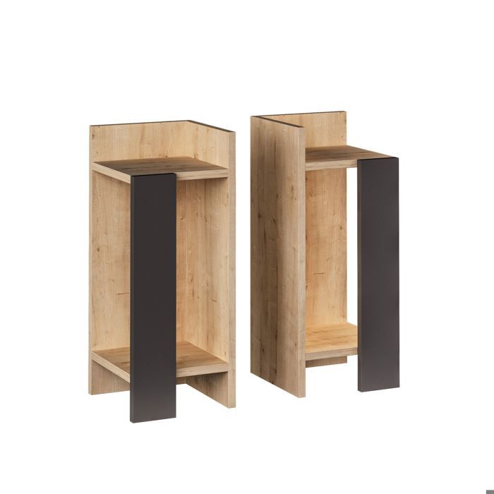 Table de nuit - EMOB - Woody Fashion - Chêne anthracite - 2 tiroirs - Contemporain - Design Table de nuit - EMOB - Woody Fashion - Chêne anthracite - 2 tiroirs - Contemporain - Design