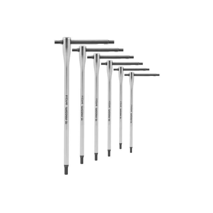 Jeu de 6 clés mâles en T + barre coulissante FACOM 84TCD.J6PB 3 à 8 mm - vue 2