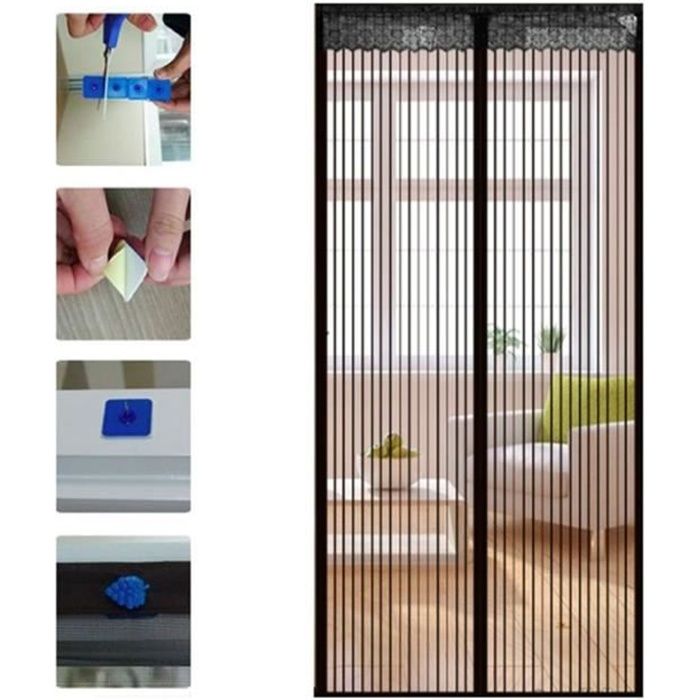 Porte Moustiquaire Magnétique Rideau, 150 X 270 Cm Maille Anti