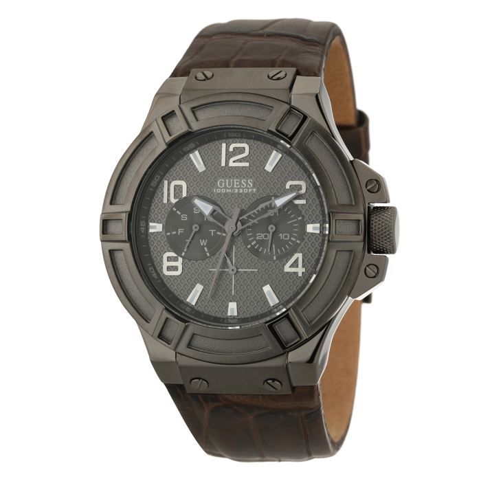 Montre guess homme online cuir marron