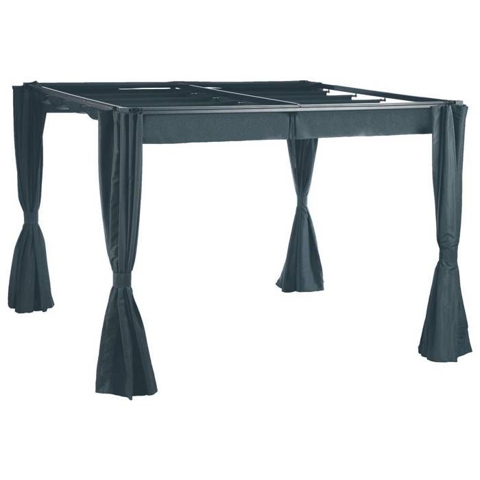Rideaux pour tonnelle Palmeira 3x3m en polyester ardoise - Hespéride