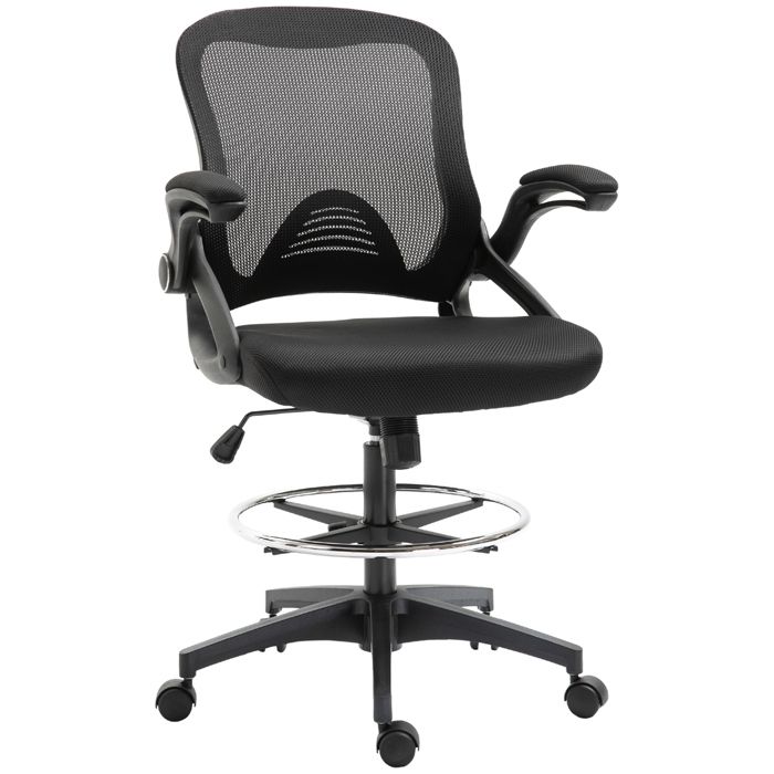 Chaise de bureau - fauteuil de bureau - Vinsetto - ergonomique repose-pieds dossier maille réglable pivotante 360° - maille - noir