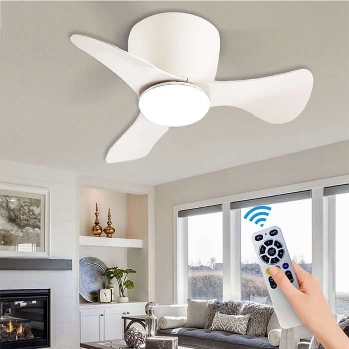 Ventilateur de plafond Ventilateur lampe Plafonnier à LED 3 pales,6 vitesses pour salon cuisine chambre,silencieux avec