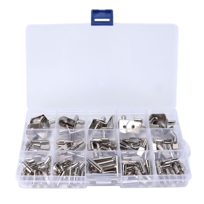 Lot De 25 Chevilles De Support D'étagère En L De 5 Mm Avec Manchons En Caoutchouc Pour Etageres De Meubles Noir 96524606