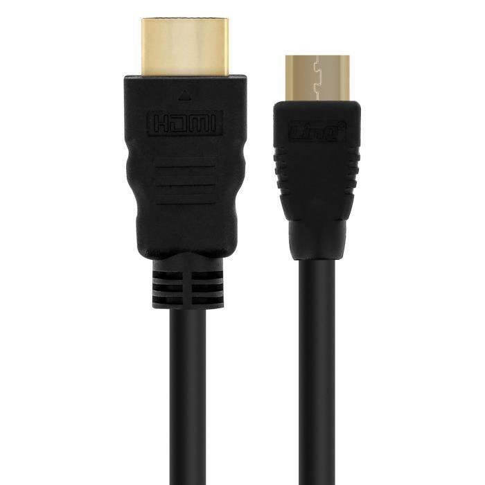 Câble HDMI vers Mini HDMI Mâle/Mâle Retour audio/video HD 4K 1.5m LinQ Noir  - Cdiscount Informatique