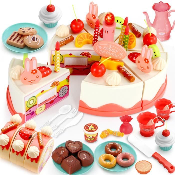 pcs Gateau D Anniversaire A Decouper Jeu D Imitation Cuisine Diy En Plastique Cdiscount Jeux Jouets