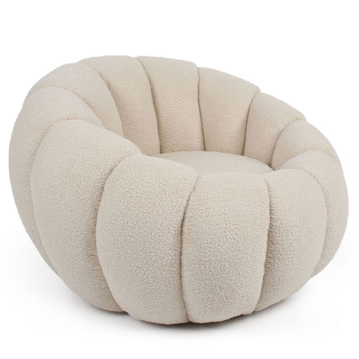 MENZZO Fauteuil design coquillage Horizan Tissu bouclette Crème