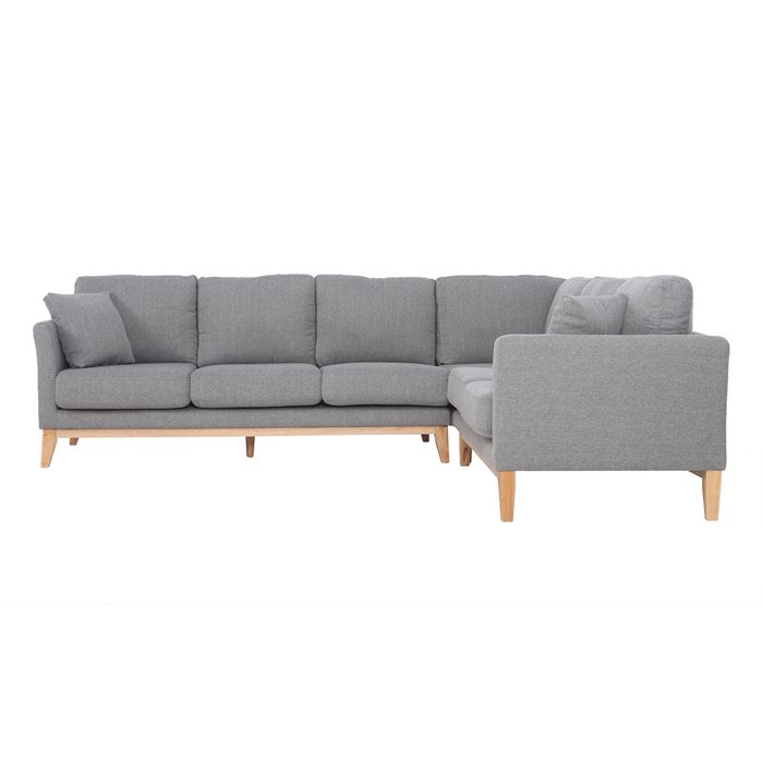 MILIBOO  - Canap&eacute; d'angle scandinave 5-6 places en tissu gris clair d&eacute;houssable OSLO