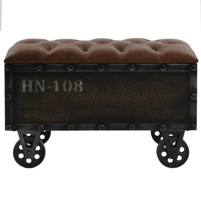 Banc de rangement - MOTHINESSTO - LY1299 - Bois massif - Similicuir - Vintage 805x41x50 cm