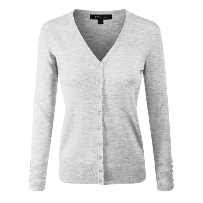 Femmes Cardigan en coton à manches longues Bouton Tricot Knit Taille Neuf Filles Femme