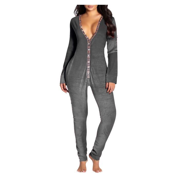 Pyjama Combinaison (onesie) En Polaire Douce Pour Femme - Boutonnage Devant, Style Grenouillère Chaud, Idéal Pour L'hiver Et La Maison