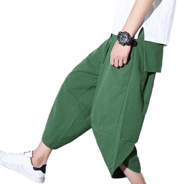 Pantalon De Lin pour Femmes Été Ample Léger Pantacourt avec Poches Pantalon De Lin pour Femmes Été Ample Léger Pantacourt avec Poches
