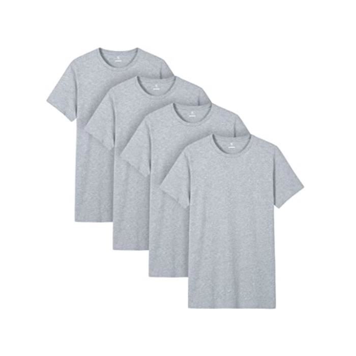 Lot de 4 Maillots de Corps Homme 100% Coton Manches Courtes T-Shirts sous-Chemise sous-vêtements Classiques, Mode