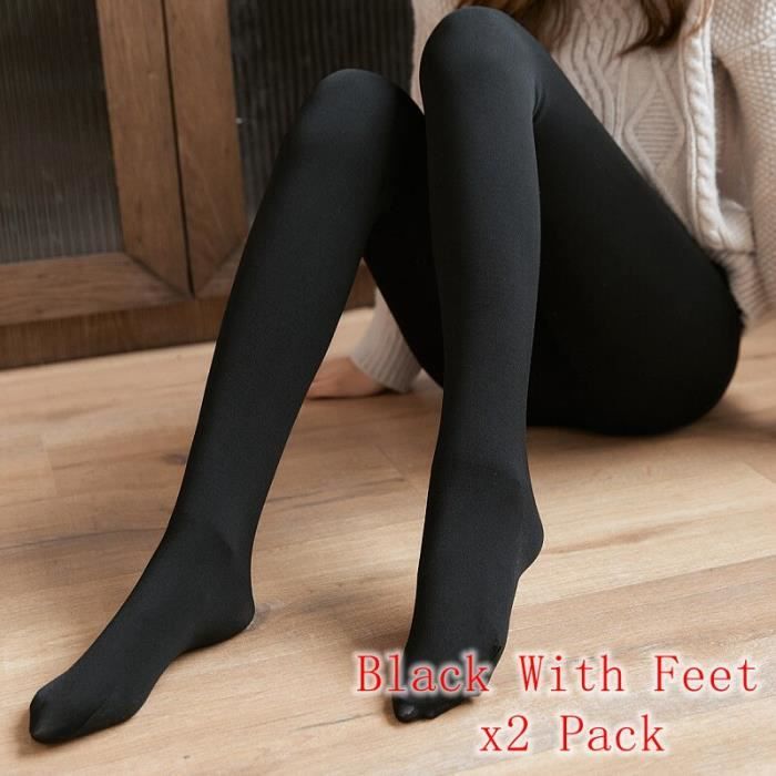 Collant,Bas en peluche Sexy pour femme, collants chauds, Leggings, Lingerie  féminine - Black WithFeet 2Pack-Thin 80g No Plush Blanc - Cdiscount  Chaussures