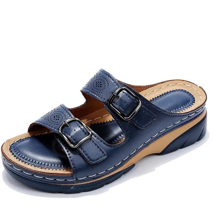 Sandales Compensées JOMIX Femme - Boucle Réglable, Semelle Anatomique - Fabriqué En Italie, Confort Maximal - 5