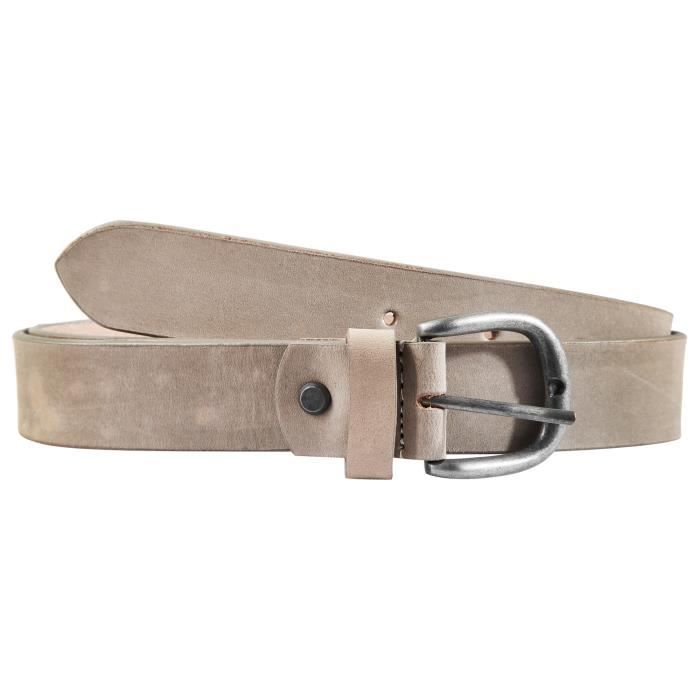 Ceinture Femme En Cuir Véritable Almela - Largeur 3,5 Cm, Boucle Vieil Argent Sans Nickel - Fabriquée En Espagne