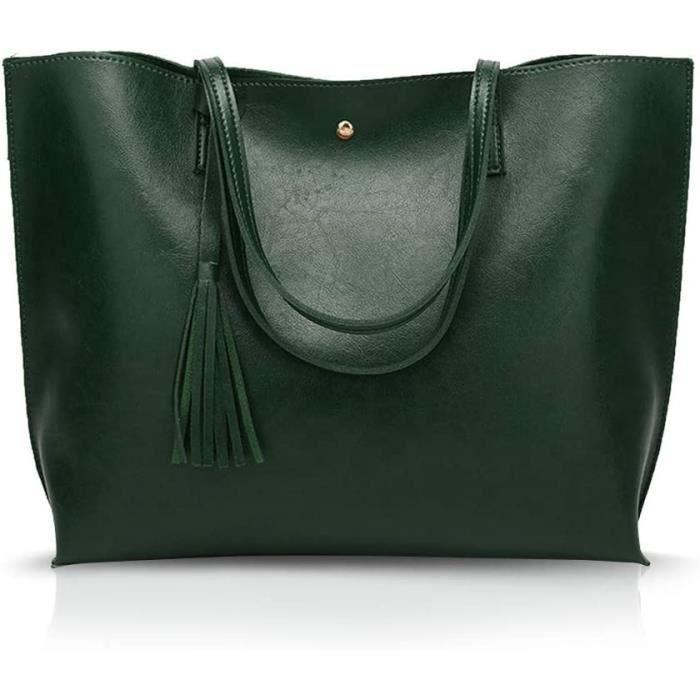 Sac à Main Femme Ensemble 4 Pièces - Fourre-tout + Bandoulière + Portefeuille + Porte-cartes - Cuir PU Bleu Foncé - 5