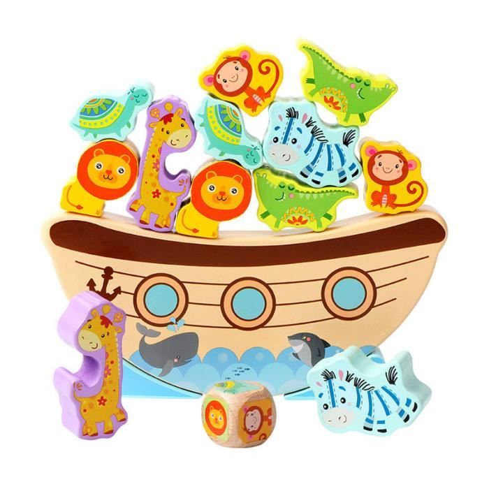 Blocs De Construction En Bois Bebe Empilage Jeu D Equilibre Bateau Vague Base Animal Enfants Bebe Education Jouet Cdiscount Jeux Jouets