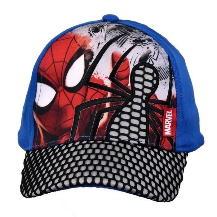 Spiderman-Marvel Casquette Enfant garçon Bleu Marine et Rouge de 3 à 9 Ans