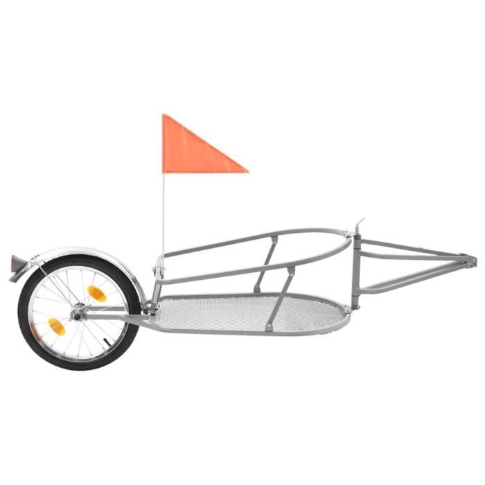 Remorque pour vélo avec sac - Qqmora - Durable - Orange et noir - tissu Oxford + cadre en acier - 151 x 43 x 40 cm (L x l x H)