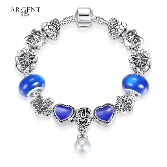 12 Mixe Perles Européen Strass Bleu Décoration Pour Bracelet Charm