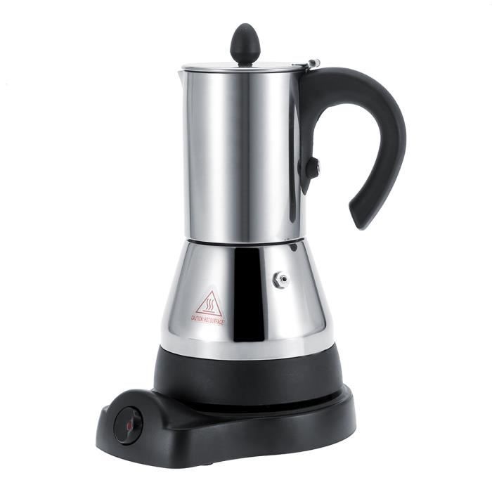 Cafetière Expresso Électrique SanBouSi - Acier Inoxydable 300ml (6 Tasses) Avec Plaque Chauffante