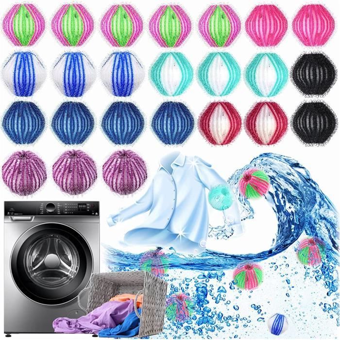 Boule Anti Poils Machine à Laver, 24 Pièces Nylooule de Lavage
