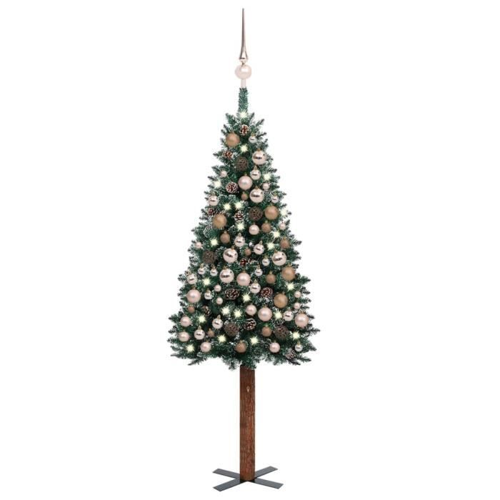 HOP-Sapin de Noël mince et LED et boules Vert 180 cm-HOP3077864 ...